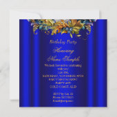 Elegant Royal Blue Bluebird Gold Birthday Kaart (Achterkant)