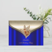 Elegant Royal Blue Bronze Brown Gold Party Kaart (Staand voorkant)