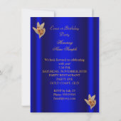 Elegant Royal Blue Bronze Brown Gold Party Kaart (Achterkant)