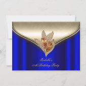 Elegant Royal Blue Bronze Brown Gold Party Kaart (Voorkant)