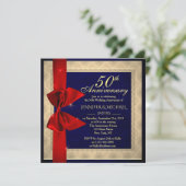 Elegant royal blue bruiloft Jubileum Invite Kaart (Staand voorkant)