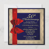 Elegant royal blue bruiloft Jubileum Invite Kaart (Voorkant)