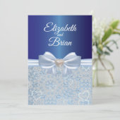Elegant royal blue bruiloft Uitnodiging (Staand voorkant)
