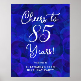 Elegant Royal Blue Cheers naar 85 jaar verjaardag Poster