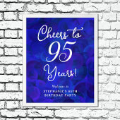 Elegant Royal Blue Cheers naar 95 jaar verjaardag Poster