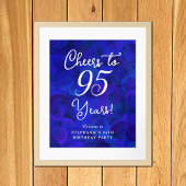 Elegant Royal Blue Cheers naar 95 jaar verjaardag Poster
