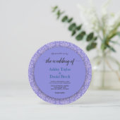 Elegant Royal Blue Chic Damask bruiloft Kaart (Staand voorkant)
