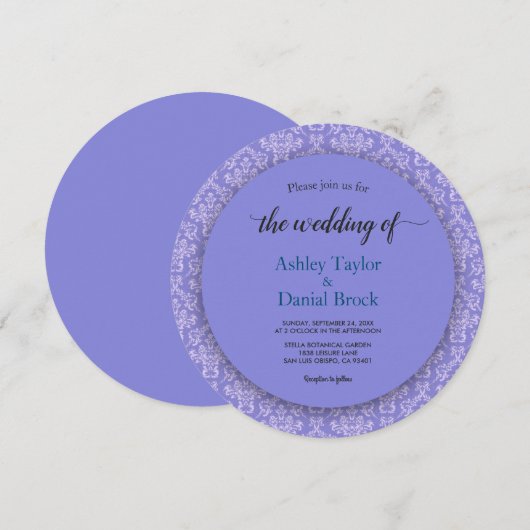Elegant Royal Blue Chic Damask bruiloft Kaart (Voorkant / Achterkant)