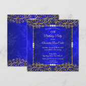 Elegant Royal Blue Cream Pearl Birthday Party Kaart (Voorkant / Achterkant)