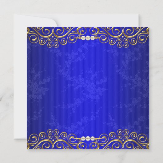 Elegant Royal Blue Cream Pearl Birthday Party Kaart (Achterkant)