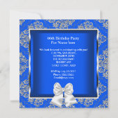 Elegant Royal Blue Damask Silver Birthday Party Kaart (Achterkant)