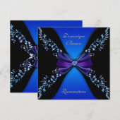 Elegant Royal Blue Diamond Bow Kaart (Voorkant / Achterkant)