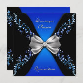 Elegant Royal Blue Diamond Bow Kaart (Voorkant / Achterkant)