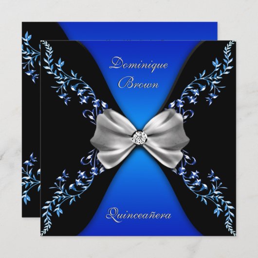 Elegant Royal Blue Diamond Bow Kaart (Voorkant / Achterkant)