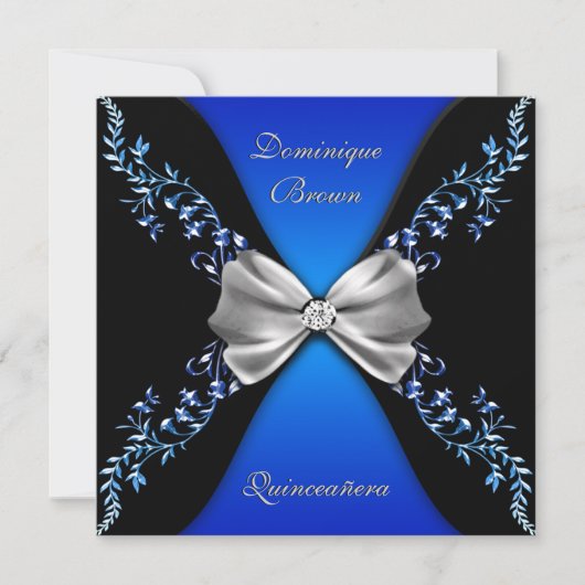 Elegant Royal Blue Diamond Bow Kaart (Voorkant)
