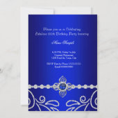 Elegant Royal Blue Diamond Pearl Birthday Party 2 Kaart (Achterkant)