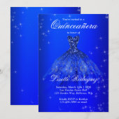 Elegant Royal Blue Dress Quinceanera Kaart (Voorkant / Achterkant)