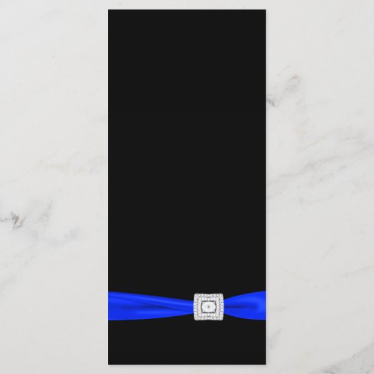Elegant Royal Blue en Black Wedding Programma Programmakaart (Achterkant)
