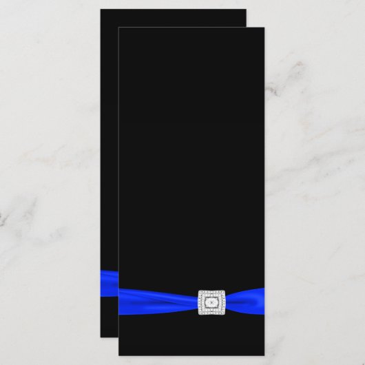 Elegant Royal Blue en Black Wedding Programma Programmakaart (Voorkant / Achterkant)