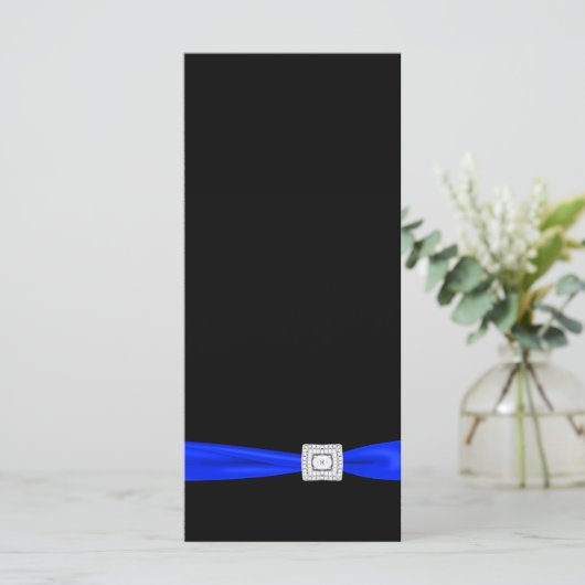 Elegant Royal Blue en Black Wedding Programma Programmakaart (Staand voorkant)