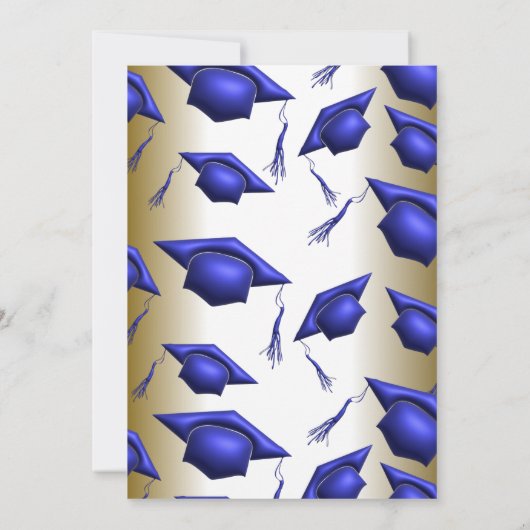 Elegant Royal Blue en Gold Afstuderen Celebration Kaart (Achterkant)