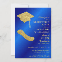Elegant Royal Blue en Gold Afstuderen