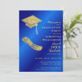 Elegant Royal Blue en Gold Afstuderen Kaart (Staand voorkant)