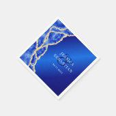 Elegant Royal Blue en Gold Agate Wedding Servet (Hoek)