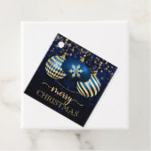Elegant Royal Blue en Gold Baubles Merry Kerstmis Bedankjes Labels (In situ)