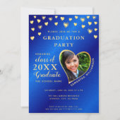 Elegant Royal Blue en Gold Class 2025 Afstuderen Kaart (Voorkant)