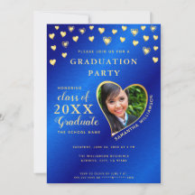 Elegant Royal Blue en Gold Class 2025 Afstuderen