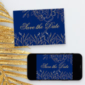 Elegant Royal Blue en Gold Fine Art Bloemen Save The Date