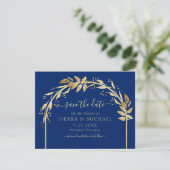 Elegant Royal Blue en Gold Foliage Arch Wedding Save The Date (Staand voorkant)