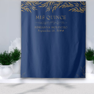 Elegant Royal Blue en Gold Leaf Mis Quince Wandkleed