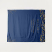 Elegant Royal Blue en Gold Leaf Mis Quince Wandkleed (Voorkant (horizontaal))