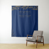 Elegant Royal Blue en Gold Leaf Mis Quince Wandkleed (In situ)