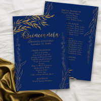 Elegant Royal Blue en Gold Leaf Quinceanera