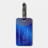 Elegant Royal Blue en Gold Mandala Monogrammed Bagagelabel (Achterkant verticaal)
