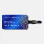 Elegant Royal Blue en Gold Mandala Monogrammed Bagagelabel (Achterkant horizontaal)