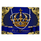 Elegant Royal Blue en Gold Prince Baby shower Large Cadeautasje (Achterkant)