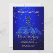 Elegant Royal Blue en Gold Thmed Quinceanera