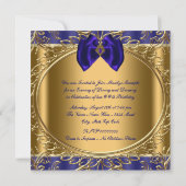 Elegant Royal Blue en Gold Verjaardagsfeest Kaart (Achterkant)