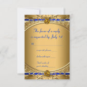 Elegant Royal Blue en Gold Wedding RSVP (Achterkant)