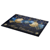 Elegant Royal Blue en Gold Winter Baubles Kerstmis Snijplank (Hoek)
