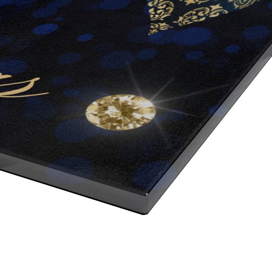 Elegant Royal Blue en Gold Winter Baubles Kerstmis Snijplank (Hoek)