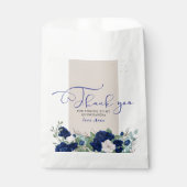 Elegant Royal Blue en Ivory Rozen Dank u Bedankzakje (Voorkant)