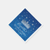 Elegant Royal Blue en Silver Crown Quinceanera Servet (Hoek)