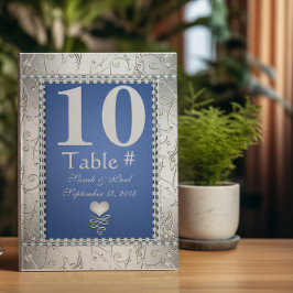 Elegant Royal Blue en Silver Table No. Kaart
