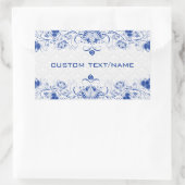 Elegant Royal Blue en White Damkers & Swirls Rechthoekige Sticker (Tas)