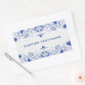 Elegant Royal Blue en White Damkers & Swirls Rechthoekige Sticker (Envelop)
